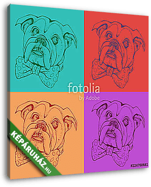 Portrait of dog Bulldog. Pop art vector pattern. Illustration for T-shirt graphics, fashion print, poster, textiles.. - vászonkép 3D látványterv