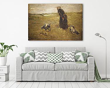 Öregasszony és kecskéi (tanulmány) (vászonkép) - vászonkép, falikép otthonra és irodába