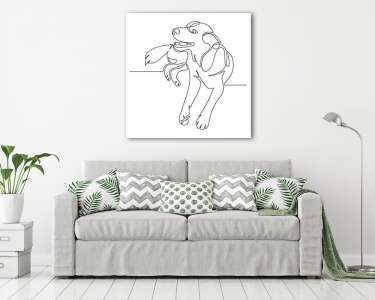Játékos kutya (vonalrajz, line art) (vászonkép) - vászonkép, falikép otthonra és irodába