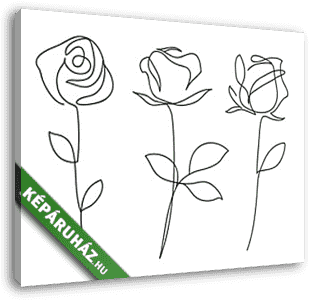 Három rózsa (vonalrajz, line art) - vászonkép 3D látványterv