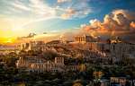 A renoválás alatt álló Akropolisz festői látképe, Athén, Parthenon vászonkép, poszter vagy falikép