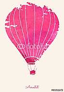 Rózsaszín abstract hőlégballon - akvarell vászonkép, poszter vagy falikép