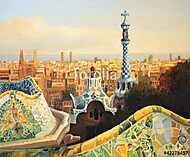 Barcelona Park Guell (grafika) vászonkép, poszter vagy falikép
