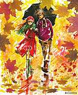 Őszi séta-akvarell vászonkép, poszter vagy falikép