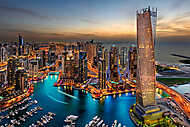 Dubai Marina Bay naplemente után vászonkép, poszter vagy falikép