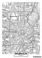 Detailed vector poster city map Munich vászonkép, poszter vagy falikép