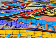 Régi színes csónakok - fekvő vászonkép, poszter vagy falikép
