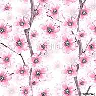 Blossom. Watercolor seamless floral pattern. Hand drawn backgrou vászonkép, poszter vagy falikép