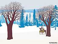 Két szarvas egy havas erdőben vászonkép, poszter vagy falikép