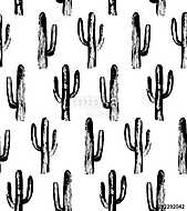 Black and white cactus. Sketch pattern. Botanical background vászonkép, poszter vagy falikép