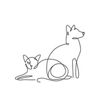 Kutya és macska együtt (vonalrajz, line art) (bögre) - vászonkép, falikép otthonra és irodába