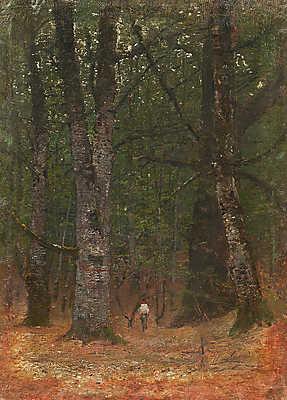 Ember a fák között (keretezett kép) - vászonkép, falikép otthonra és irodába